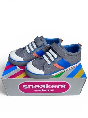 NWT! See Kai Run Grey Canvas Velcro Sneakers Size 12.5 Little Boy